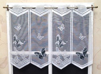 Rideau Brise bise Jacquard 43 cm Blanc et Noir ...