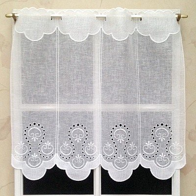 Rido&Co Rideau Brise bise Etamine Blanc brodé env. 58 cm Réf. 14703.58BL code EAN 3660547024715 