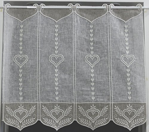 Rideau Brise bise Etamine Naturel et Beige brod...