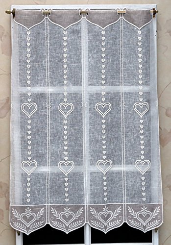 Rideau Brise bise Etamine Naturel et Beige brod...