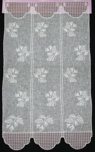 Rideau Brise bise Etamine Naturel brodé Vichy C...