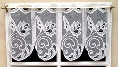 Rideau Brise bise 30 cm Blanc Brillant Floqué