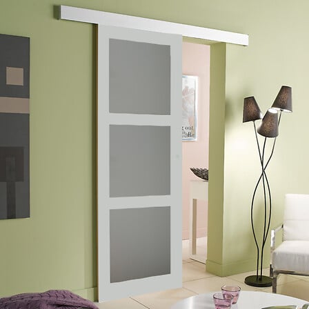 GD MENUISERIES Porte Coulissante Vitree Blanche...