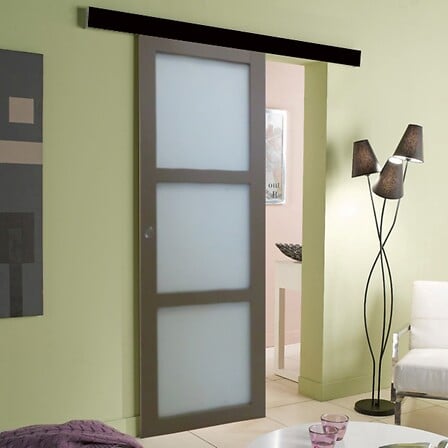 GD MENUISERIES Porte Coulissante Vitree marron ...