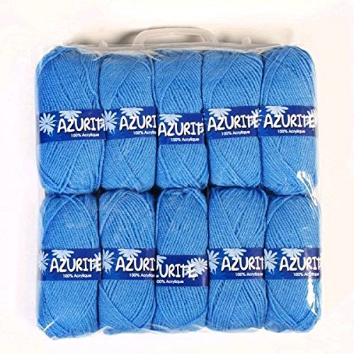 - 10 pelotes de laine à tricoter distrifil azur...