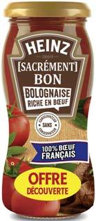  SAUCE POUR PÂTES “SACRÉMENT BON DE HEINZ” code EAN 3660603081263 