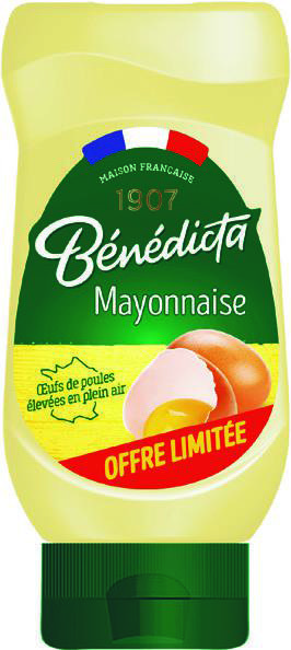  MAYONNAISE NATURE EN FLACON SOUPLE “BENEDICTA” code EAN 3660603082154 