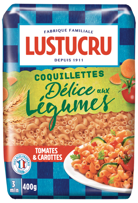 PÂTES DÉLICE AUX LÉGUMES COQUILLETTES LUSTUCRU