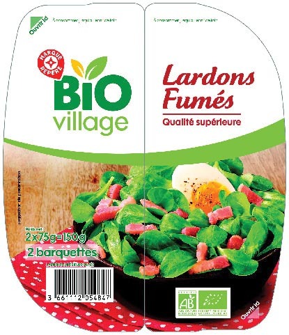 LARDONS FUMÉS QUALITÉ SUPÉRIEURE BIO “BIO VILLAGE”