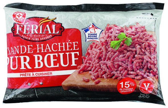 MR2 VIANDE HACHÉE PUR BOEUF SURGELÉE “FÉRIAL” code EAN 3661112081126 
