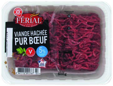 VIANDE HACHÉE PUR BOEUF 5% MAT. GR. “FERIAL”