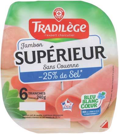 JAMBON SUPÉRIEUR -25% DE SEL DÉCOUENNÉ ET DÉGRA...