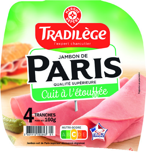 JAMBON DE PARIS QUALITÉ SUPÉRIEURE DÉCOUENNÉ DÉGRAISSÉ CUIT À L’ÉTOUFFÉE “TRADILÈGE” 3661112502843 MR2 JAMBON DE PARIS QUALITÉ SUPÉRIEURE DÉCOUENNÉ DÉGRAISSÉ CUIT À L’ÉTOUFFÉE “TRADILÈGE” 3661112502843 MR2