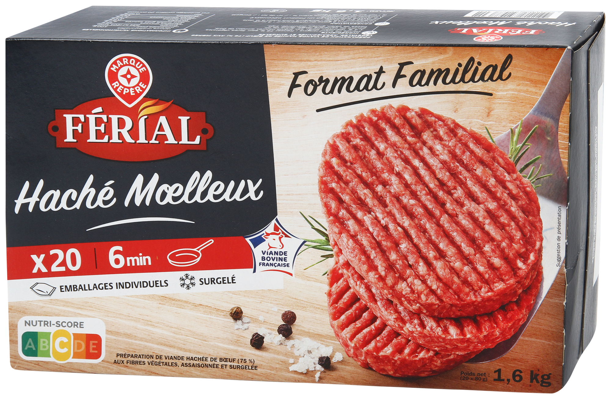 20 HACHÉS MŒLLEUX SURGELÉS