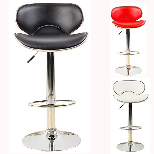 - tabouret de bar - en chrome et cuir synthétiq...