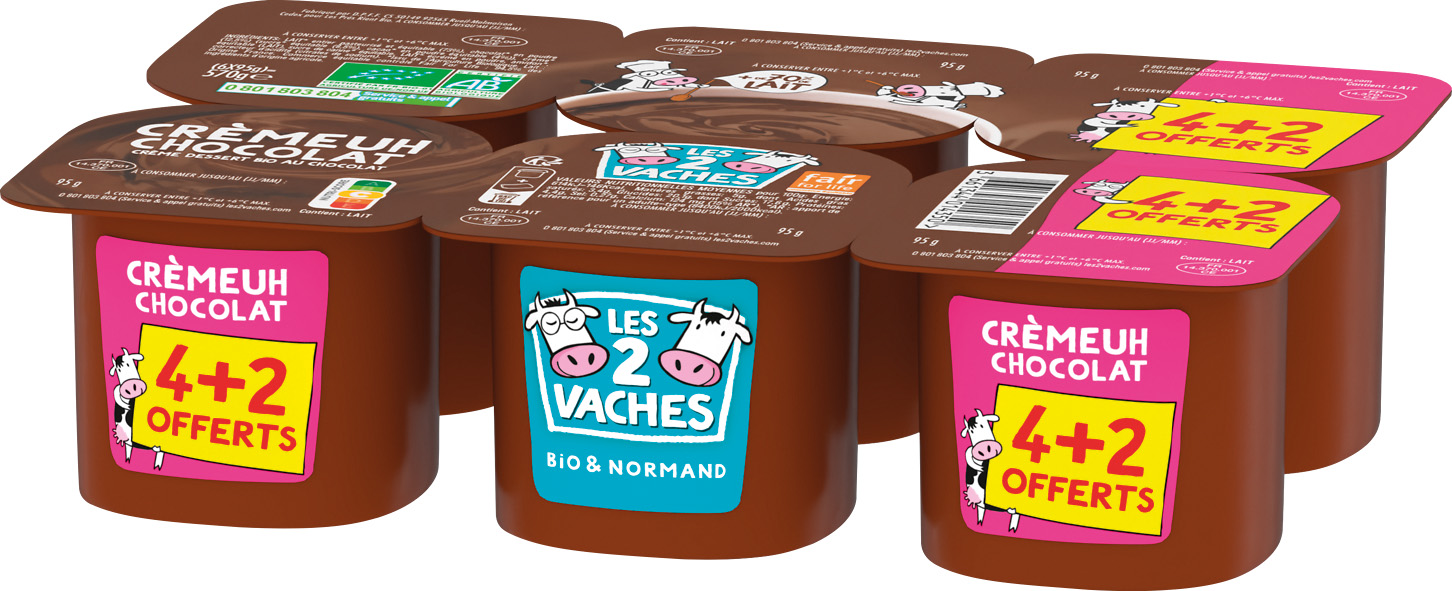  CREME DESSERT BIO LES 2 VACHES code EAN 3661344014268 