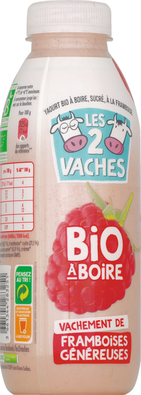 YAOURT À BOIRE BIO FRAMBOISE Les 2 vaches
