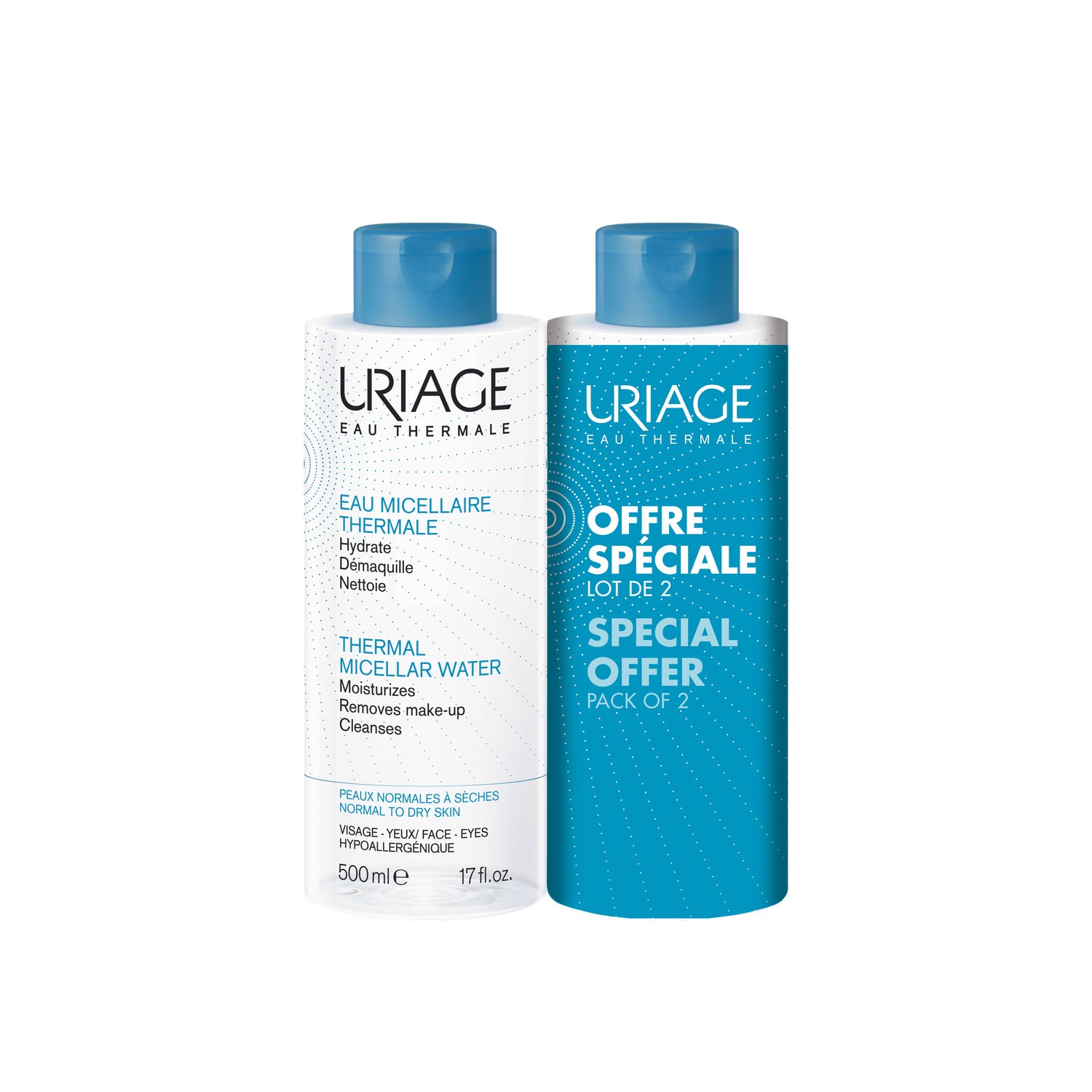 Eau micellaire hypoallergénique promo duo URIAGE