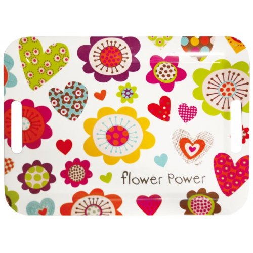 22129 plateau à poignée imprimé flower power mé...