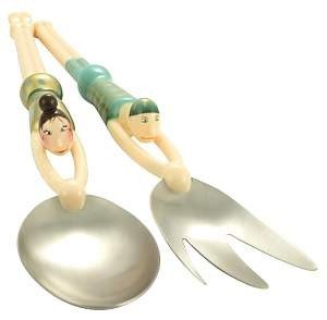 Couverts de salade pylones bleu