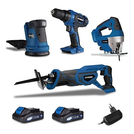 HYUNDAI Pack d'outils 20 V 1.5 Ah (Perceuse, sc...