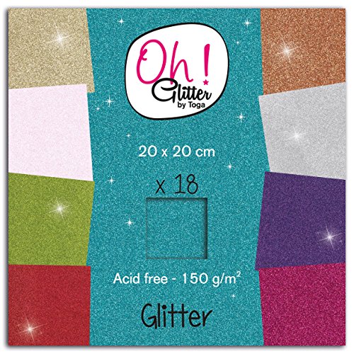 Oh ! Glitter Pwm11 bloc de 18 feuilles papier pailleté multicolore 20 x 20 x 0,5 cm code EAN 3661847036149 
