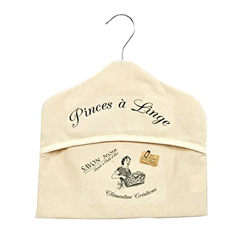 Sac à pinces à linge beige sur cintre h30 cm