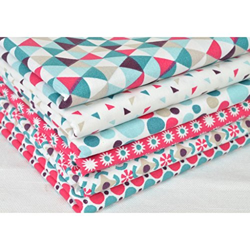 Lot de 6 coupons de tissu en coton Fushia / Tur...