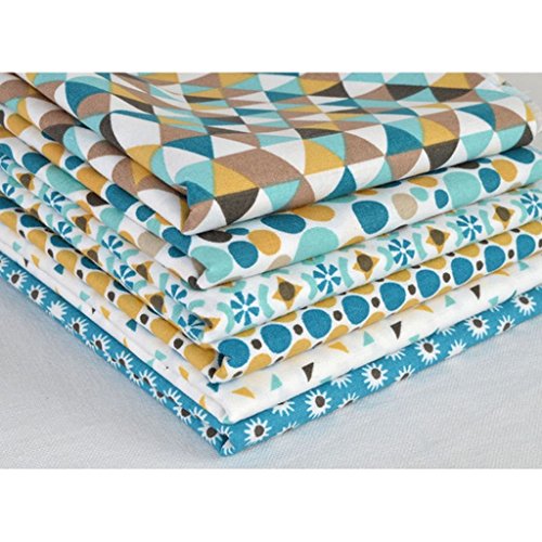 Lot de 6 coupons de tissu en coton Turquoise / ...