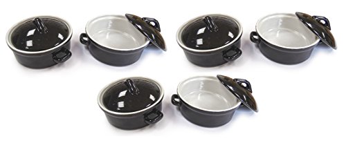 Lot de 6 mini cocottes rondes 10X8,5 noires - 6...