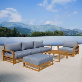  Salon de Jardin Bleu en Bois d'Acacia - 5 Places code EAN 3661971060065 