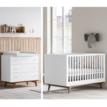 VOX Chambre DUO Lit 70x140 Commode MID 2 Blanc/Noix code EAN 3661979069930 