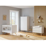 VOX Chambre trio lit 60x120 cm + Commode + Armoire 2 portes Vintage - Blanc/chêne code EAN 3661979083257 