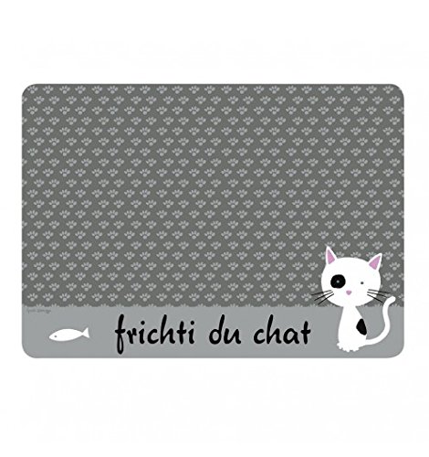 DERRIERE LA PORTE - Support gamelle chat gris D...