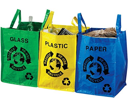 3 Sacs de tri sélectif Papier plastique verre B...