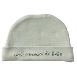 BB&CO Bonnet doublé coton Un amour de bébé vert de gris naissance  code EAN 3662159037268 