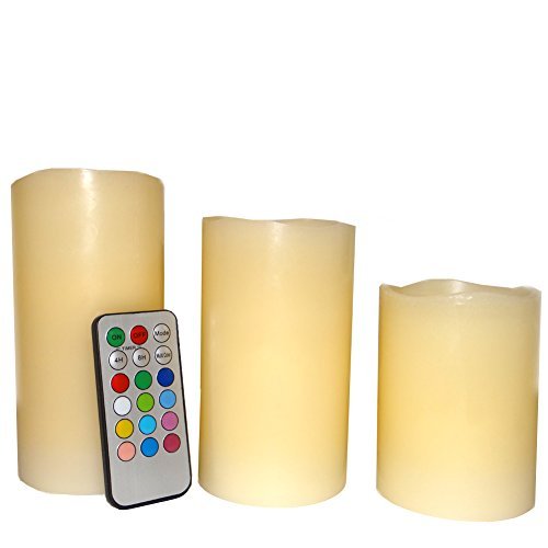 3 Bougies en Cire véritable - LED à Piles, Flam...