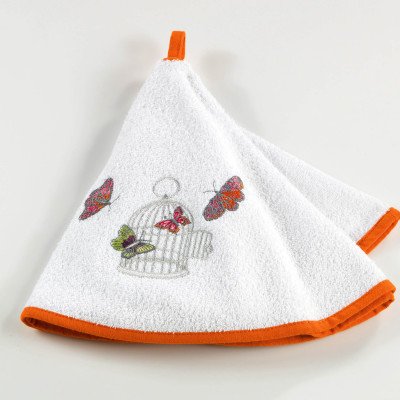 Essuie-main rond éponge 60cm brodé GUIGUIN ORANGE