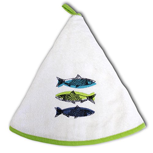 Essuie-main rond éponge 60cm brodé ANCHOVA VERT