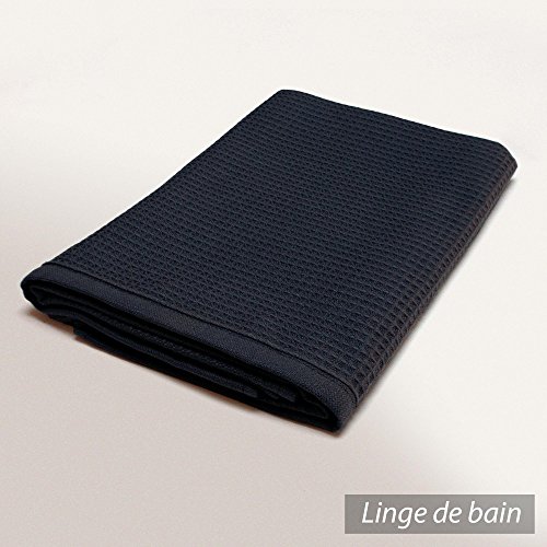 Drap de bain 90x160 PURE Nid d'abeille PURE - Noir