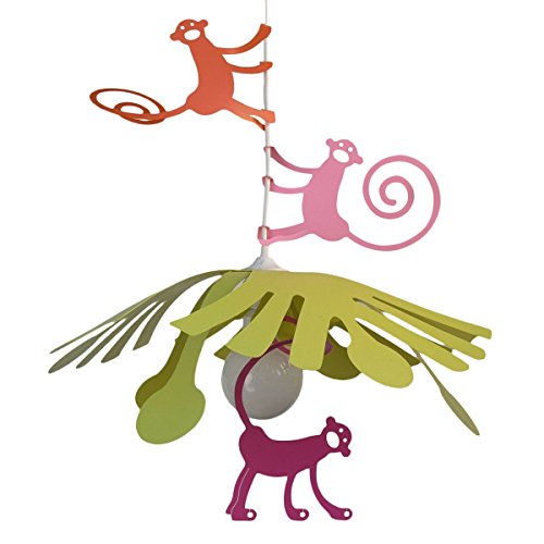 Lampe suspension enfant - Singes palme verte