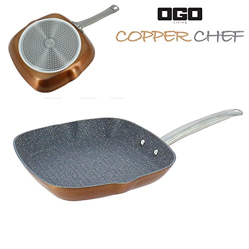 Grill 28cm aluminium forgé cuivre façon pierre Ogo