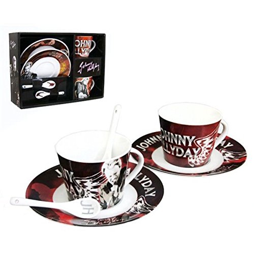 Coffret 2 Tasses Johnny Hallyday Noir en Céramique