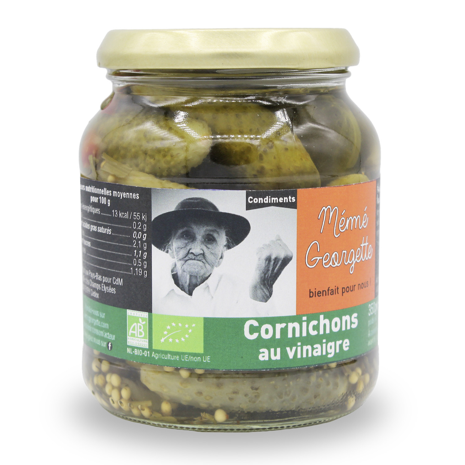 MEME GEORGETTE Cornichons bio au vinaigre MEME GEORGETTE code EAN 3662790001451 