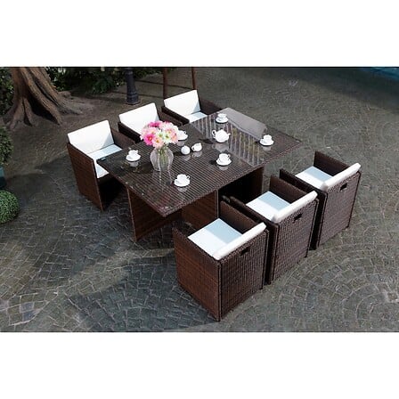 CONCEPT USINE Miami 6 Marron/Blanc : salon enca...