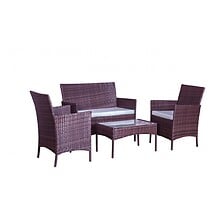 CONCEPT USINE CONCEPT USINE Salon de jardin 4 places en résine tressée marron/blanc MYKON ... code EAN 3662819149553 