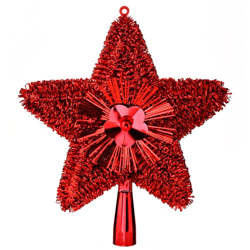 Cimier de sapin Brillant - 23 cm. - Rouge