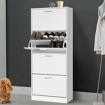 Meuble à chaussures 4 portes blanc