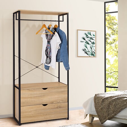 Dressing penderie DETROIT 2 tiroirs design indu...