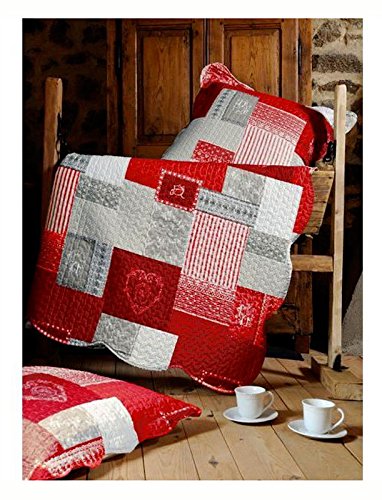 Déco-de-maison Boutis / Couvre-lit - 220 x 240 cm + taies - Arkansas - Rouge code EAN 3662943030727 